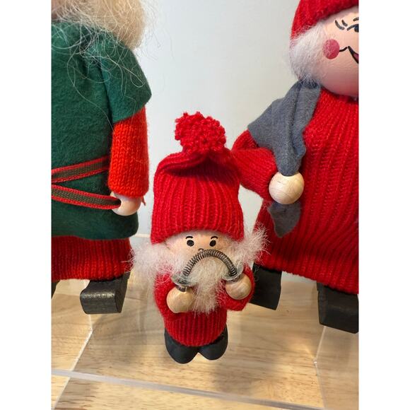 3 Ljungstroms Of Sweden Tomte Wooden Figure Santa & Mrs Clause Working Out JL - Picture 5 of 12